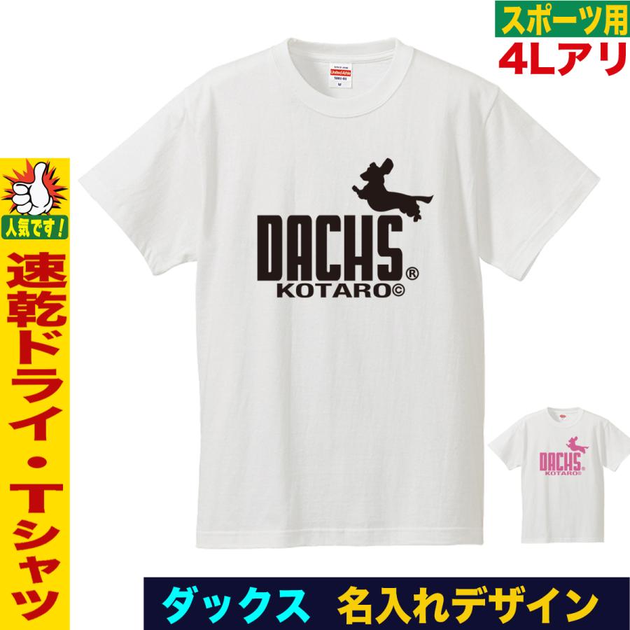 ダックスフンド Tシャツ 愛犬家向け 名入れ 犬デザイン 犬好き ペット プレゼント ペア メンズ 大きいサイズ ドライ | 