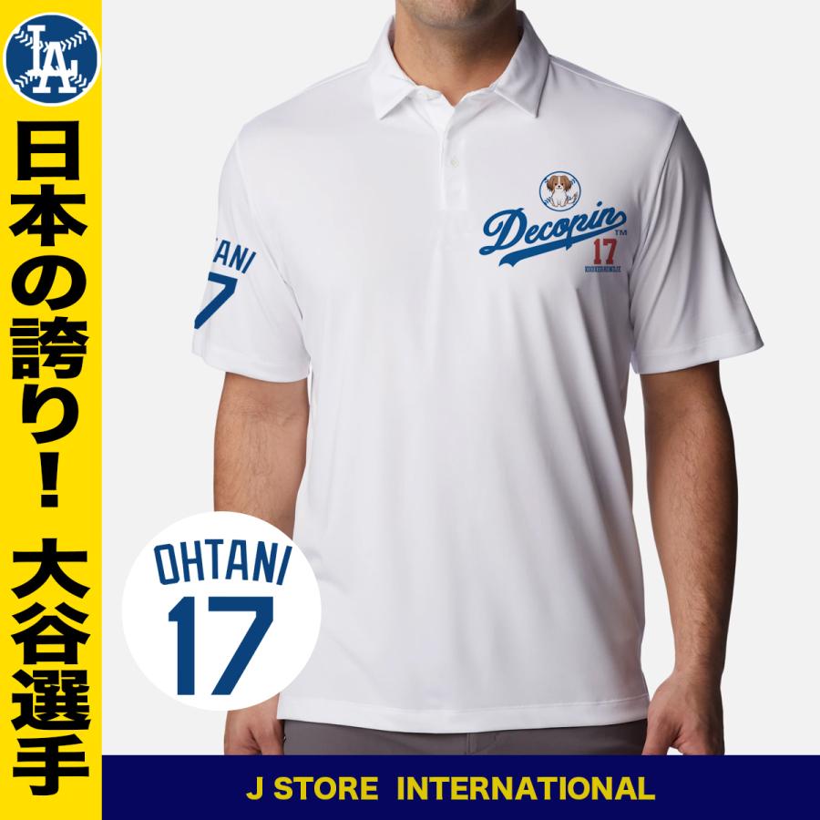 大谷翔平　デコピン　ポロシャツシャツ　ロサンゼルスドジャース　白 L 大谷翔平 デコピン ポロシャツシャツ ロサンゼルスドジャース 白