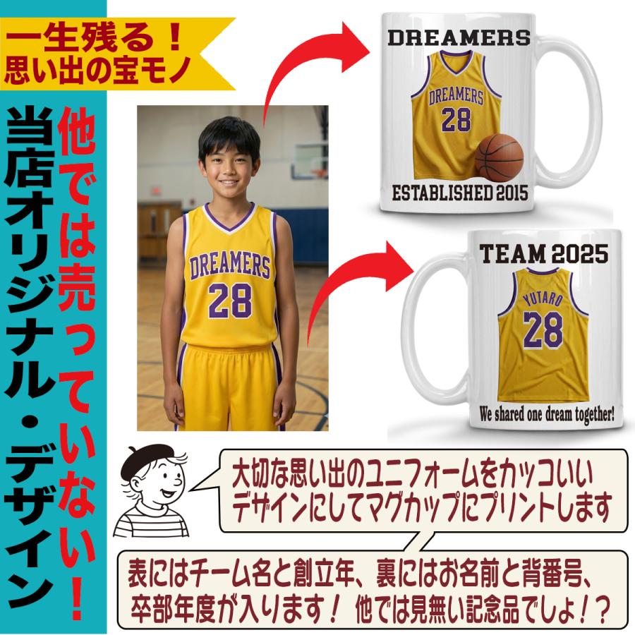 卒団記念品 バスケットボール バスケット マグカップ 名入れ 背番号