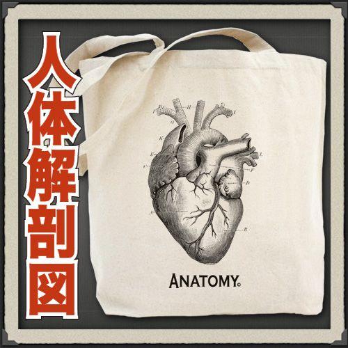 トートバッグ キャンバス おもしろ 人体解剖デザイン 誕生日
