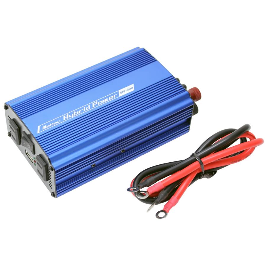 大自工業 SIV-500 インバーター DC12V→AC100V 定格450W USBポート付き 