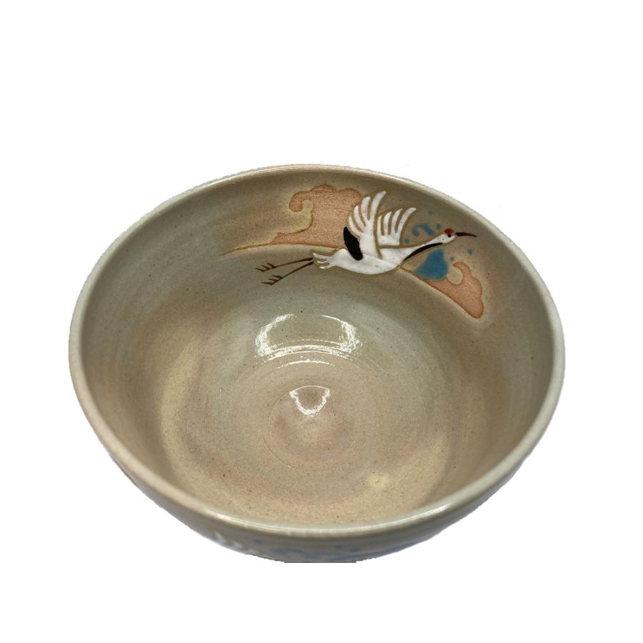 茶道具 ◇ 抹茶碗 「 灰釉 鶴絵 」 巌窯 【公式通販】