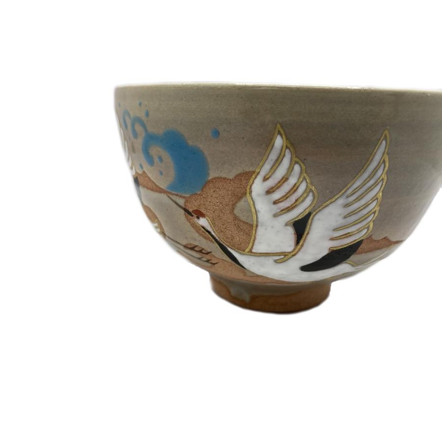 茶道具 ◇ 抹茶碗 「 灰釉 鶴絵 」 巌窯 【公式通販】