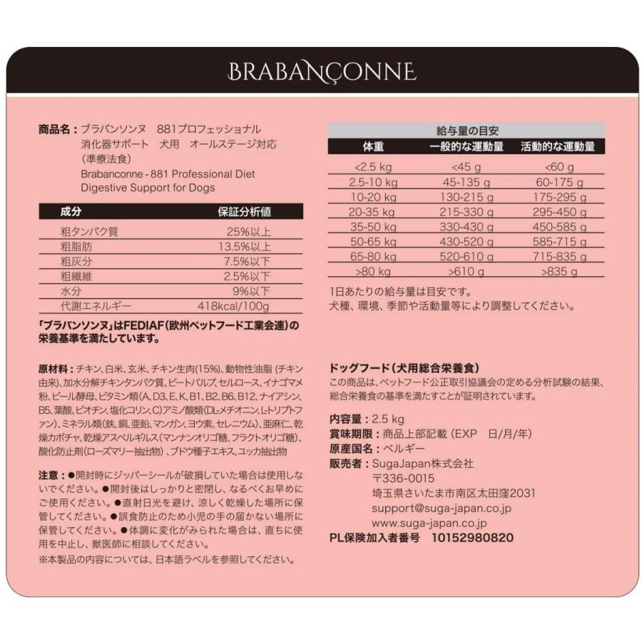 レビューで送料無料 ブラバンソンヌ 消化器サポート 犬用ドッグフード チキン 2 5kg オールステージ対応 準療法食 新しい到着 Www Simon Page Com