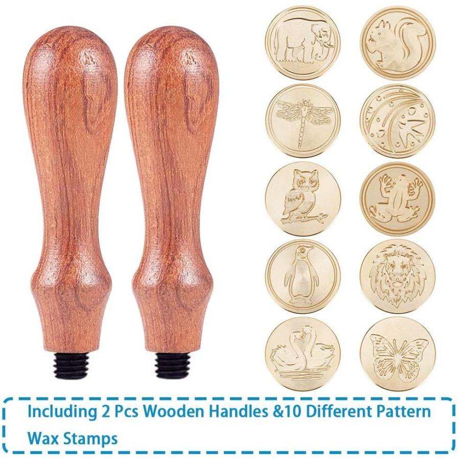 公式店舗 Craspire ワックスシールスタンプセット 10のpc シーリングワックススタンプ ブラスヘッド 動物のテーマ 2pcsウッドハンドル 在庫一掃 Turningheadskennel Com