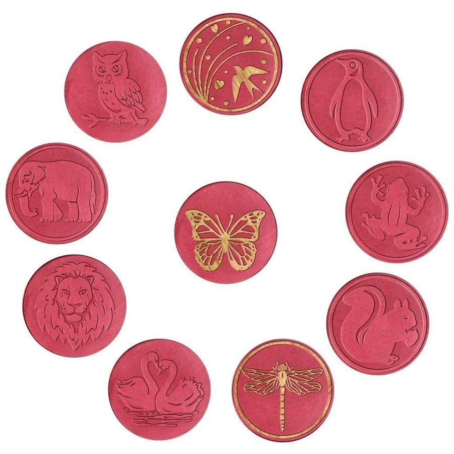 公式店舗 Craspire ワックスシールスタンプセット 10のpc シーリングワックススタンプ ブラスヘッド 動物のテーマ 2pcsウッドハンドル 在庫一掃 Turningheadskennel Com