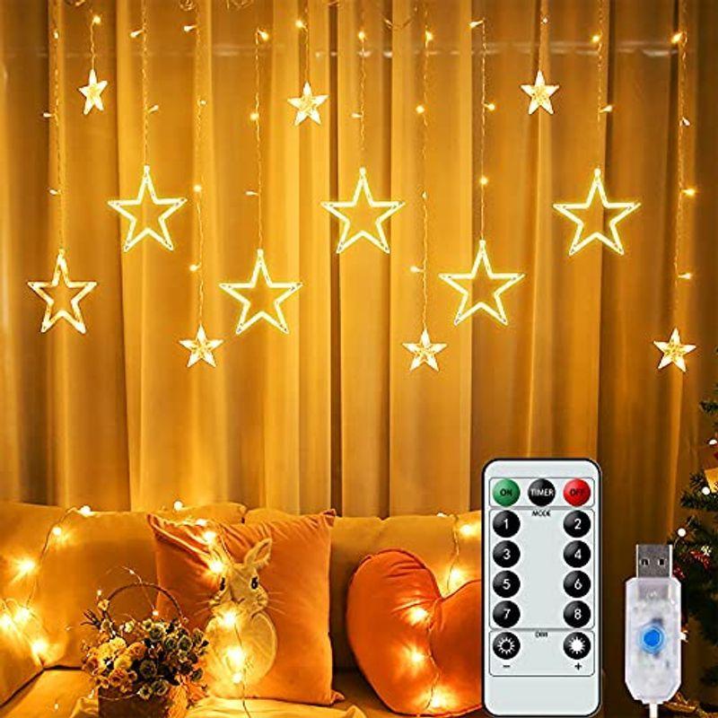 Led星型装飾ライト フェアリーライト イルミネーションライト カーテンライト ストリングライト クリスマスライト 2 5m 138led Jtosストア 通販 Yahoo ショッピング