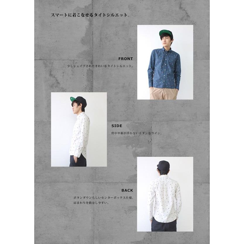 マリン刺繍 ボタンダウン 長袖シャツ メンズ ユニセックス ホワイト ネイビー grn010 BDシャツ |  | 04