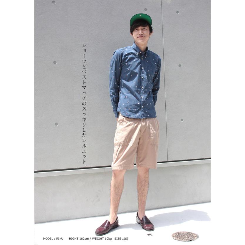 マリン刺繍 ボタンダウン 長袖シャツ メンズ ユニセックス ホワイト ネイビー grn010 BDシャツ |  | 05