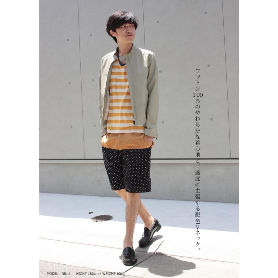 Vネック ボーダー 半袖 Tシャツ レッド イエロー ブラック grn014 |  | 03