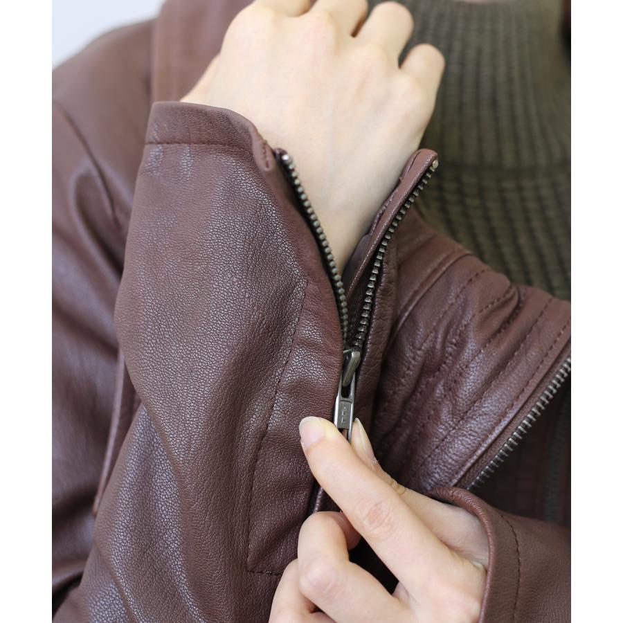 訳ありアウトレット ゴートレザー ジャスミン ジャケット JASMIN レディース 本革 レザージャケット ブラウン 返品交換不可 |  | 12