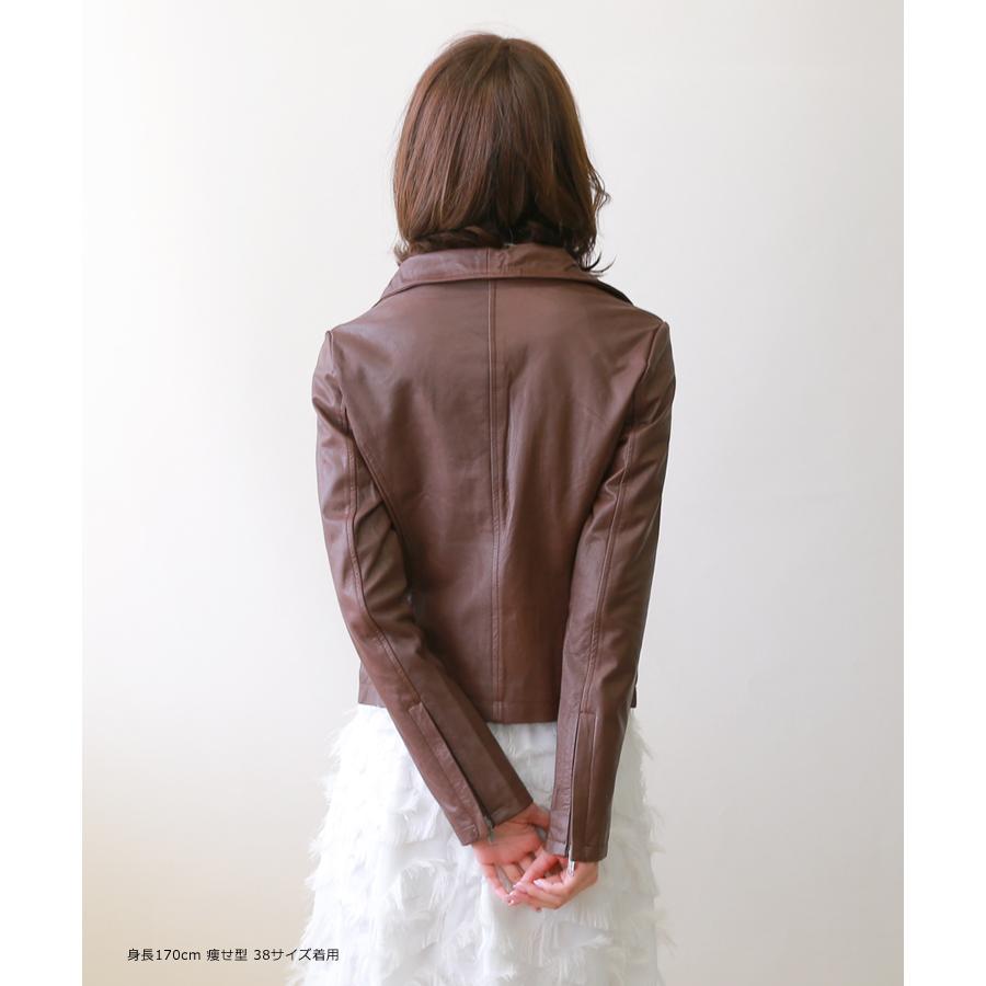 訳ありアウトレット ゴートレザー ジャスミン ジャケット JASMIN レディース 本革 レザージャケット ブラウン 返品交換不可 |  | 06