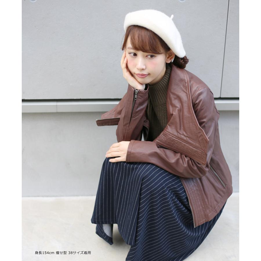 訳ありアウトレット ゴートレザー ジャスミン ジャケット JASMIN レディース 本革 レザージャケット ブラウン 返品交換不可 |  | 07