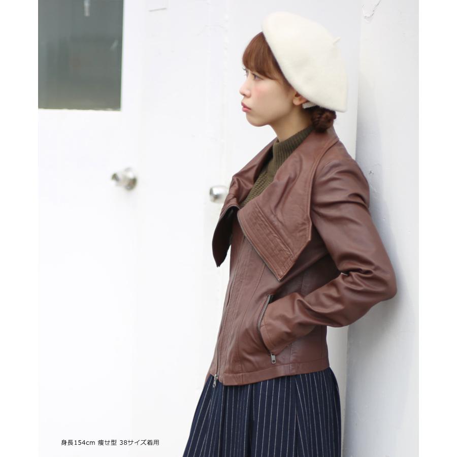 訳ありアウトレット ゴートレザー ジャスミン ジャケット JASMIN レディース 本革 レザージャケット ブラウン 返品交換不可 |  | 09