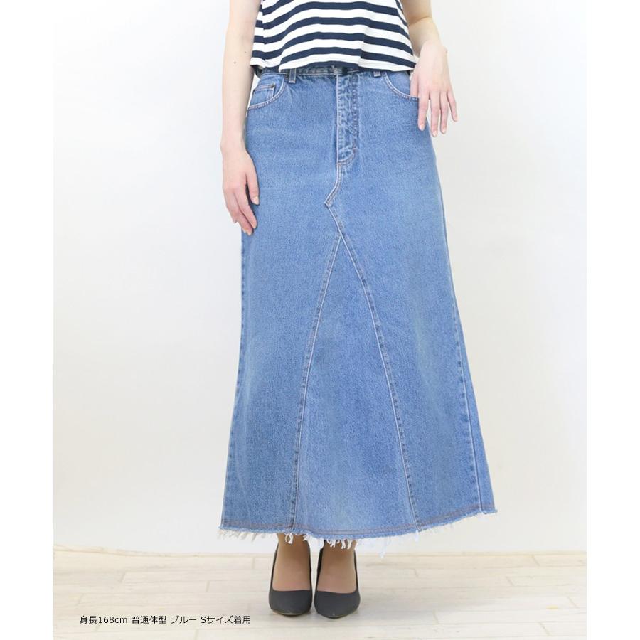 デニム ロング スカート スリットタイプ 総丈88〜96cm ユーズド リメイク レディース KM001 レタパ非対応 |  | 08