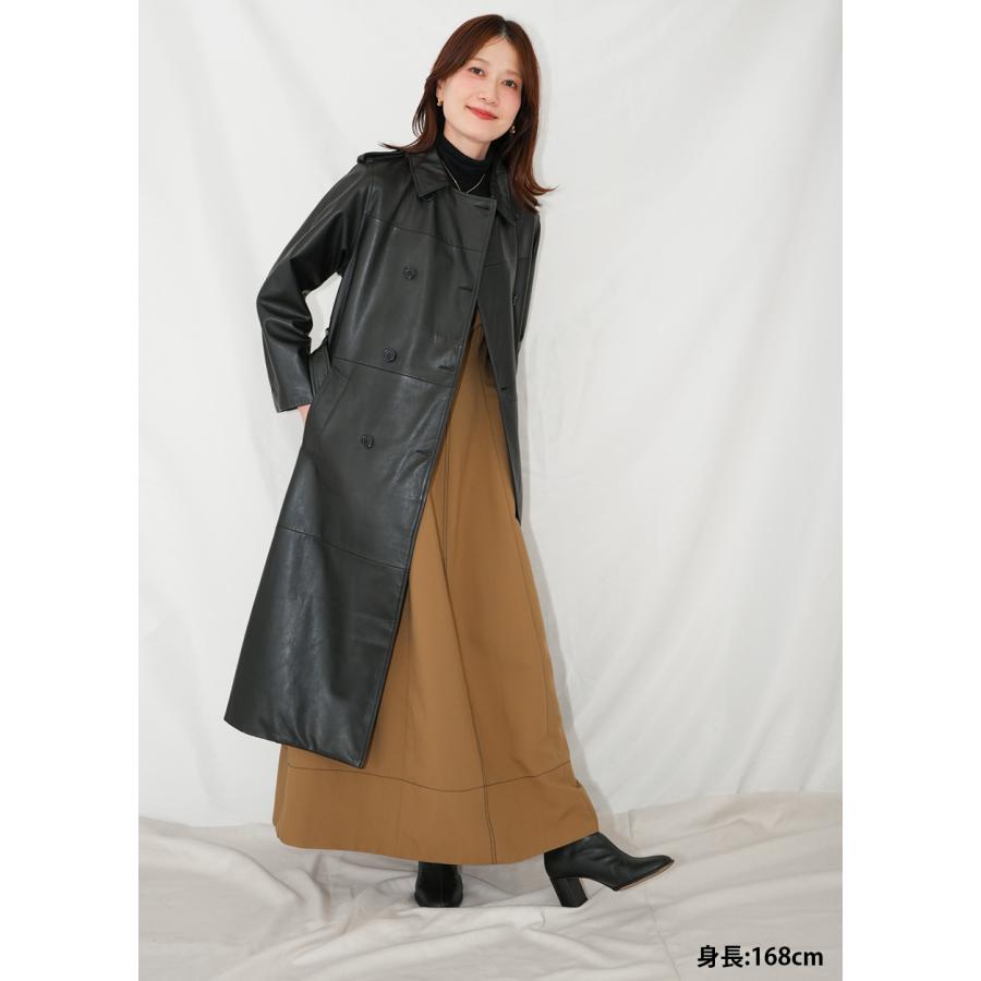 トレンチコート レザーコート レディース 本革 黒 フリーサイズ L1029 |  | 03