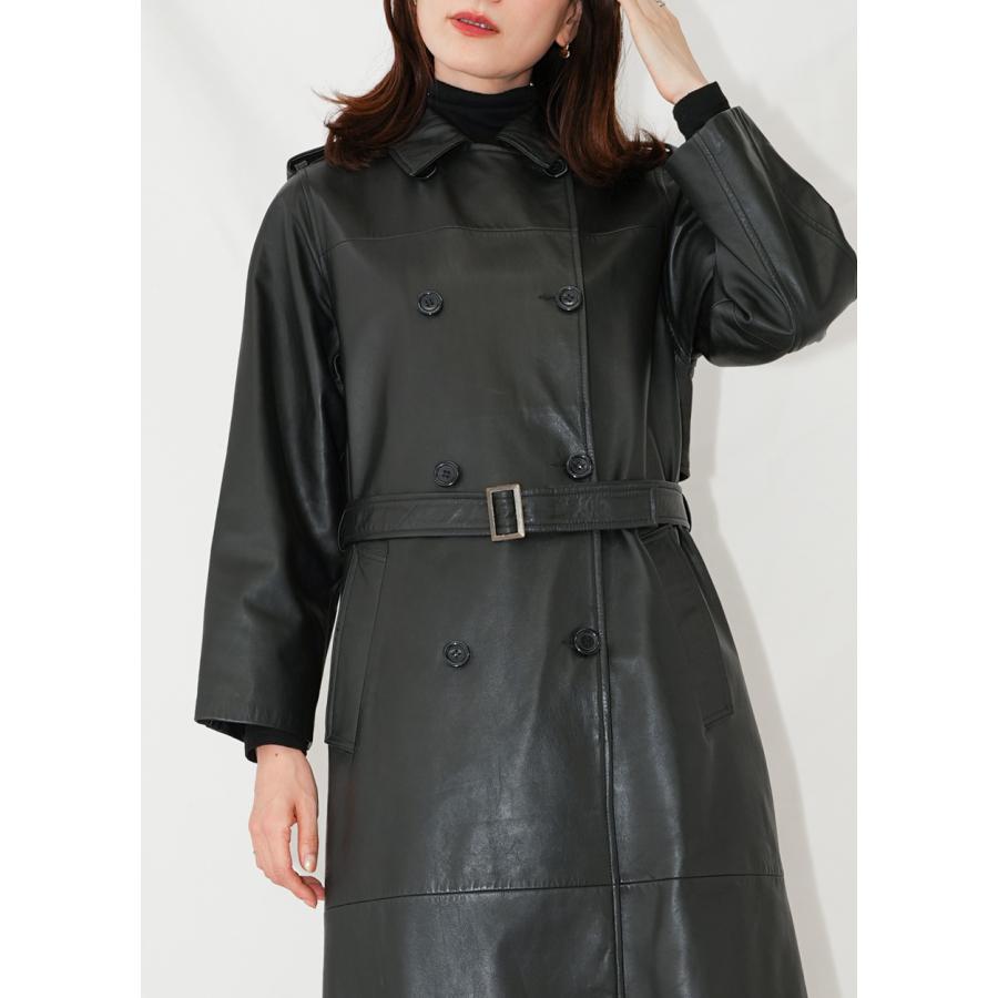 トレンチコート レザーコート レディース 本革 黒 フリーサイズ L1029 |  | 07