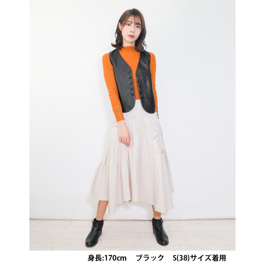 レザーベスト レザージレ 革ベスト 革ジレ レディース 秋冬 本革 羊革