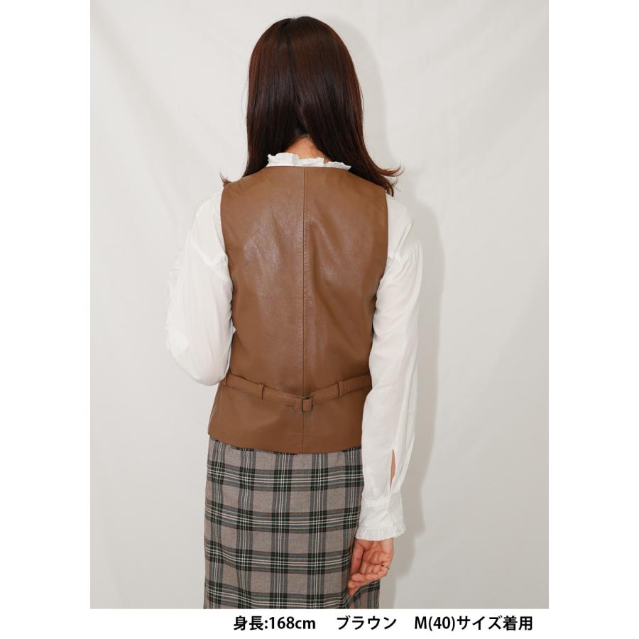 レザーベスト レザージレ 革ベスト 革ジレ レディース 秋冬 本革 羊革