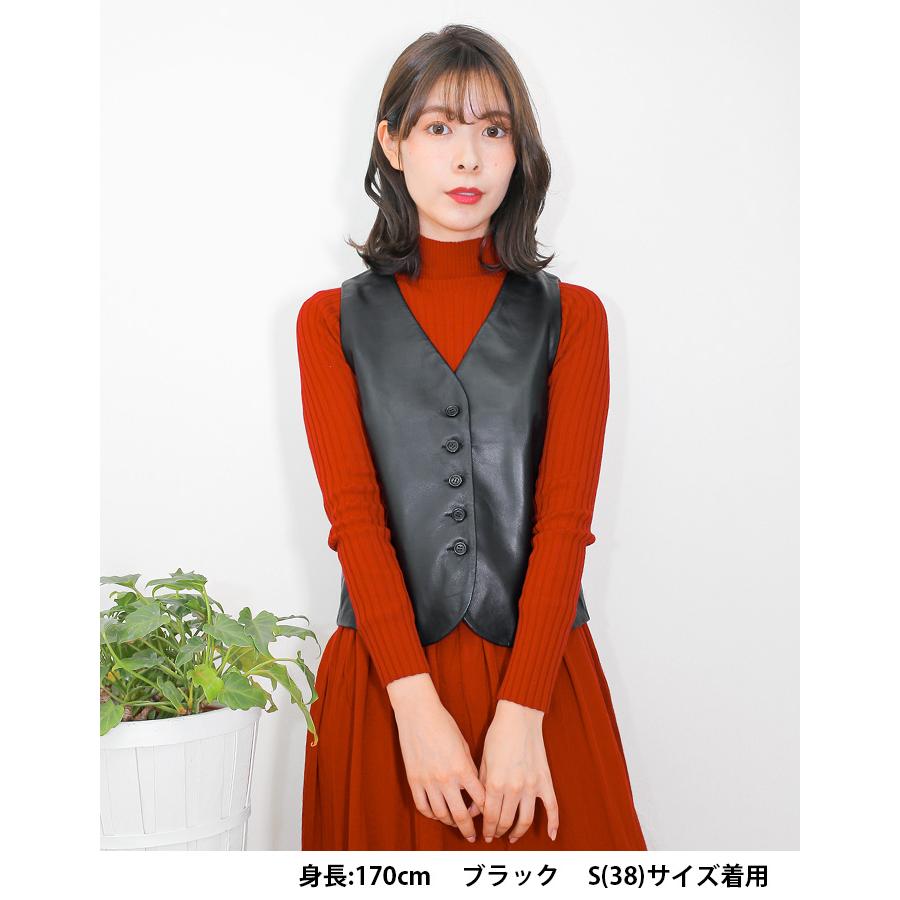 レザーベスト レザージレ 革ベスト 革ジレ レディース 秋冬 本革 羊革