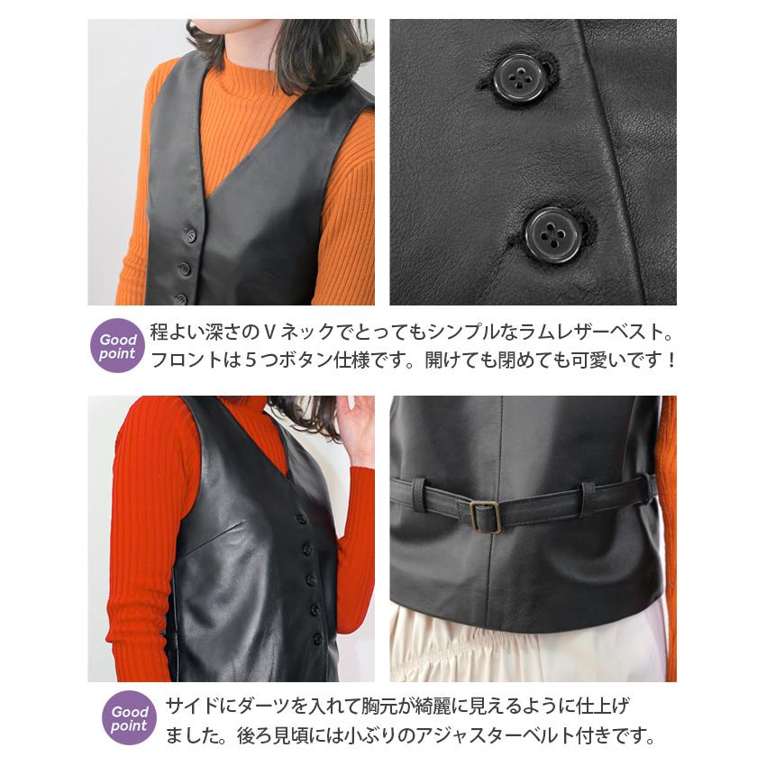レザーベスト レザージレ 革ベスト 革ジレ レディース 秋冬 本革 レザーベスト レザージレ 革ベスト 革ジレ レディース 秋冬 本革