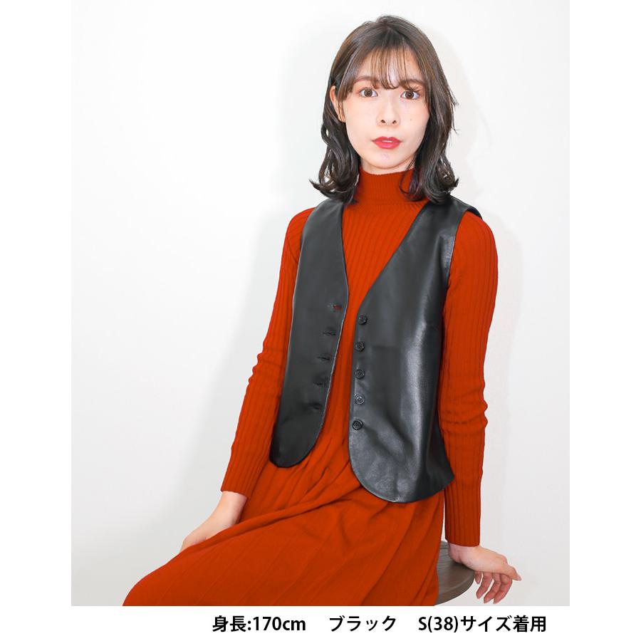 レザーベスト レザージレ 革ベスト 革ジレ レディース 秋冬 本革 羊革
