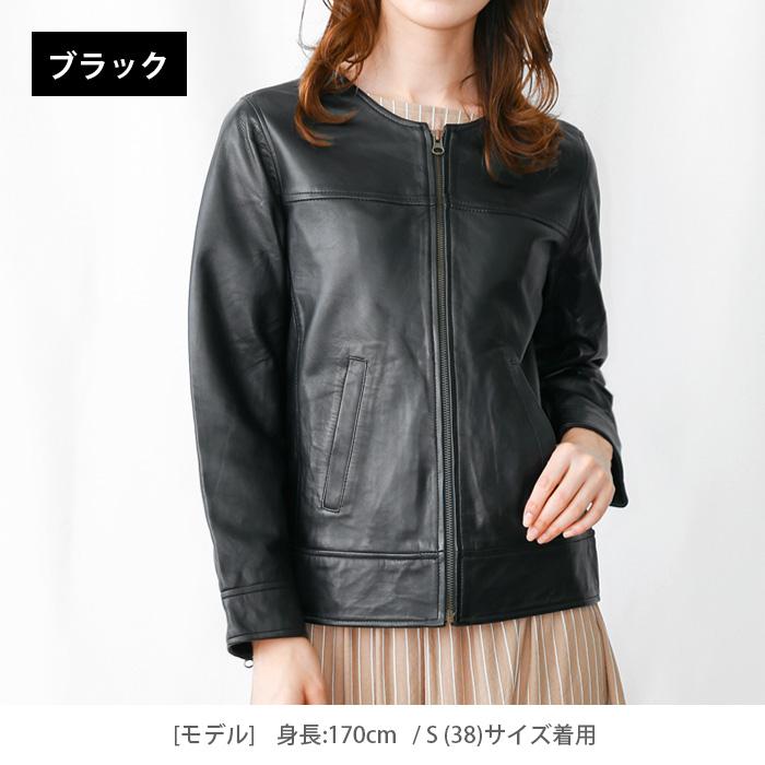 レザージャケット ノーカラー ノーカラージャケット 革ジャン レディース 本革 ラムレザー XS-4XLサイズ L1048 |  | 03