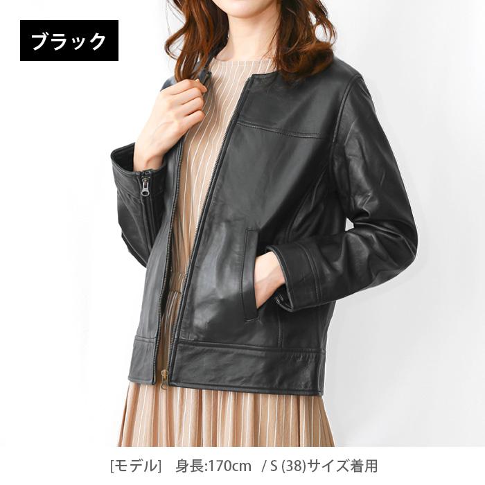 レザージャケット ノーカラー ノーカラージャケット 革ジャン レディース 本革 ラムレザー XS-4XLサイズ L1048 |  | 04