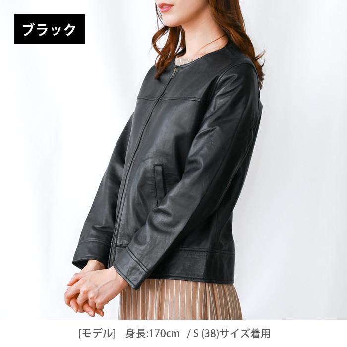 レザージャケット ノーカラー ノーカラージャケット 革ジャン レディース 本革 ラムレザー XS-4XLサイズ L1048 |  | 05
