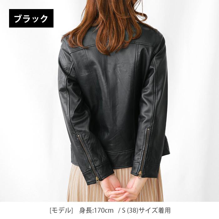 レザージャケット ノーカラー ノーカラージャケット 革ジャン レディース 本革 ラムレザー XS-4XLサイズ L1048 |  | 06