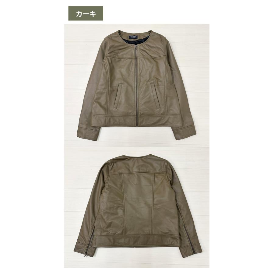 レザージャケット ノーカラー ノーカラージャケット 革ジャン レディース 本革 ラムレザー XS-4XLサイズ L1048 |  | 07