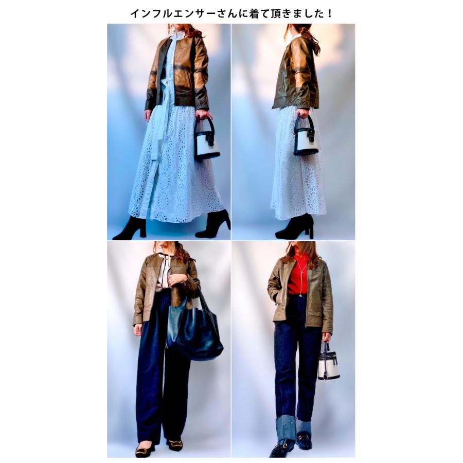 レザージャケット ノーカラー ノーカラージャケット 革ジャン レディース 本革 ラムレザー XS-4XLサイズ L1048 |  | 08