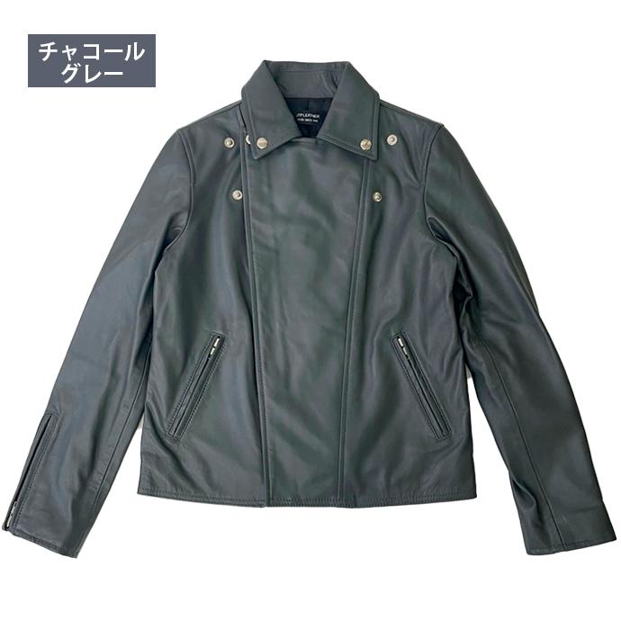 美品◎ラブレス ラムレザー シングルライダース ダブルジップ L ライトブルー 美品◎ラブレス ラムレザー シングルライダース ダブルジップ L