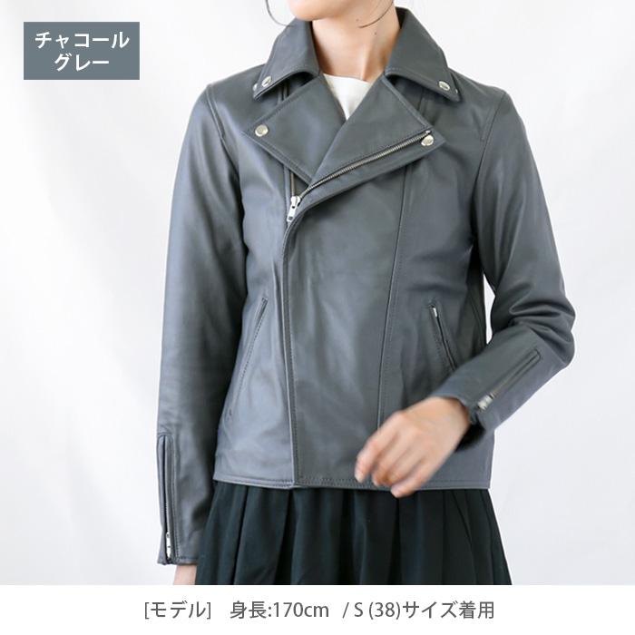レザージャケット ライダース ダブルライダース レディース 革ジャン 本革 ラムレザー L001 |  | 15