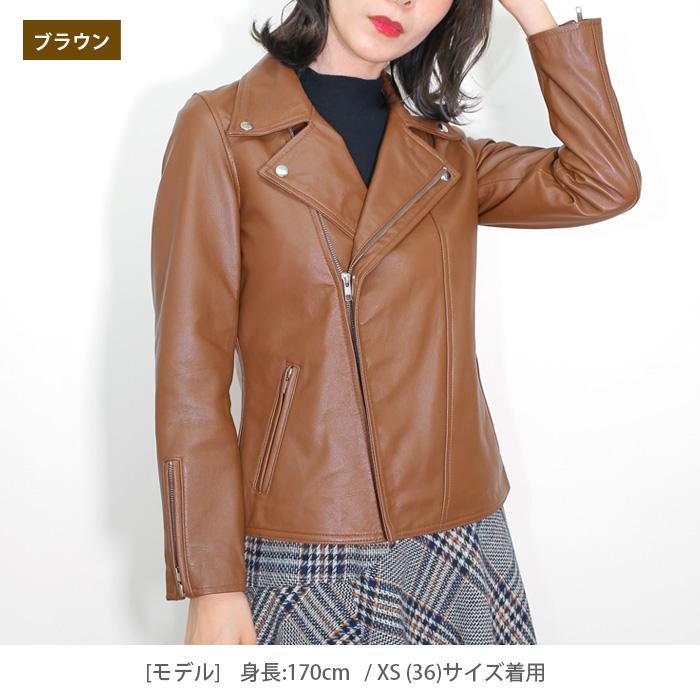 レリアン スタンドカラー ダブルブレスト ラムレザー ジャケット 9 黒 高級 楽天市場】レザージャケット レディース/ライダースジャケット