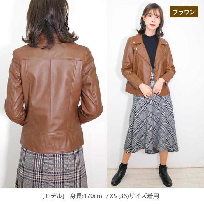レザージャケット ライダース ダブルライダース レディース 革ジャン 本革 ラムレザー L001 |  | 14
