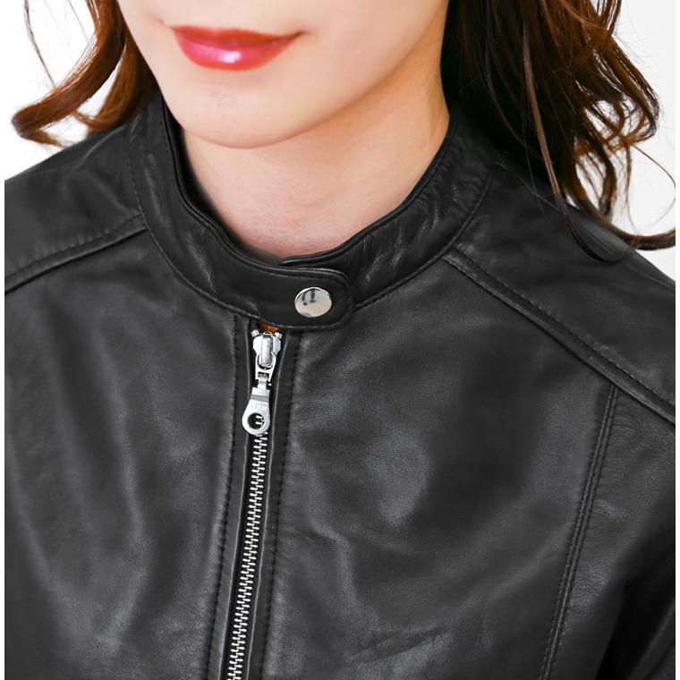 レザージャケット シングル  ライダース レディース 革ジャン 本革 ラムレザー L1067 |  | 18
