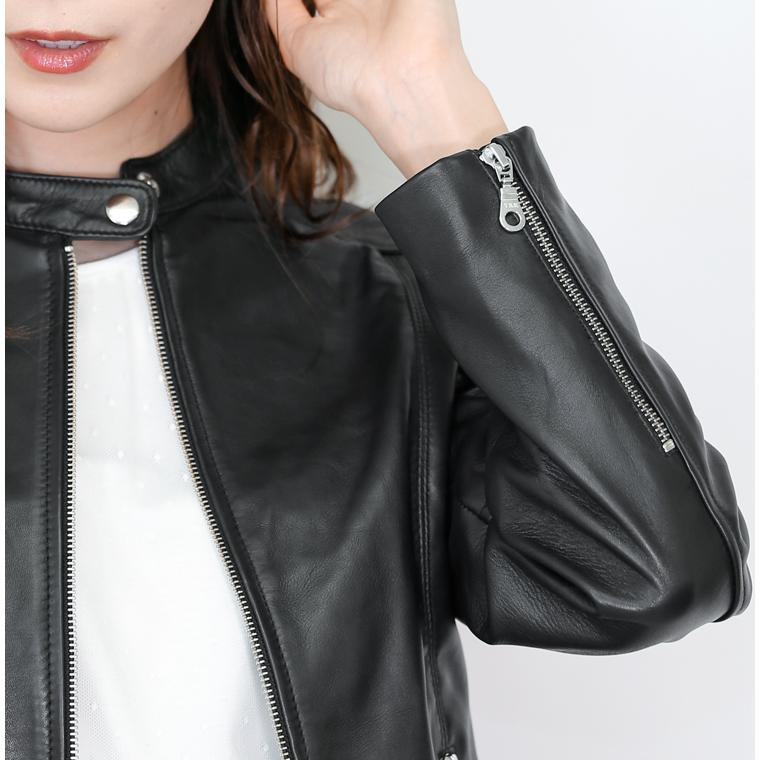 レザージャケット シングル  ライダース レディース 革ジャン 本革 ラムレザー L1067 |  | 19