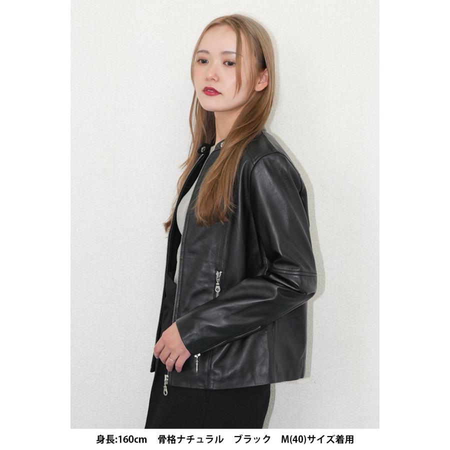 レザージャケット シングル  ライダース レディース 革ジャン 本革 ラムレザー L1067 |  | 06