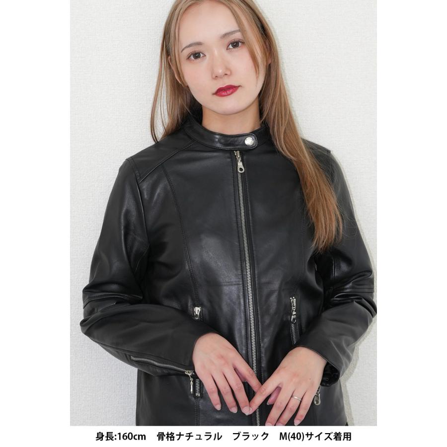 レザージャケット シングル  ライダース レディース 革ジャン 本革 ラムレザー L1067 |  | 07