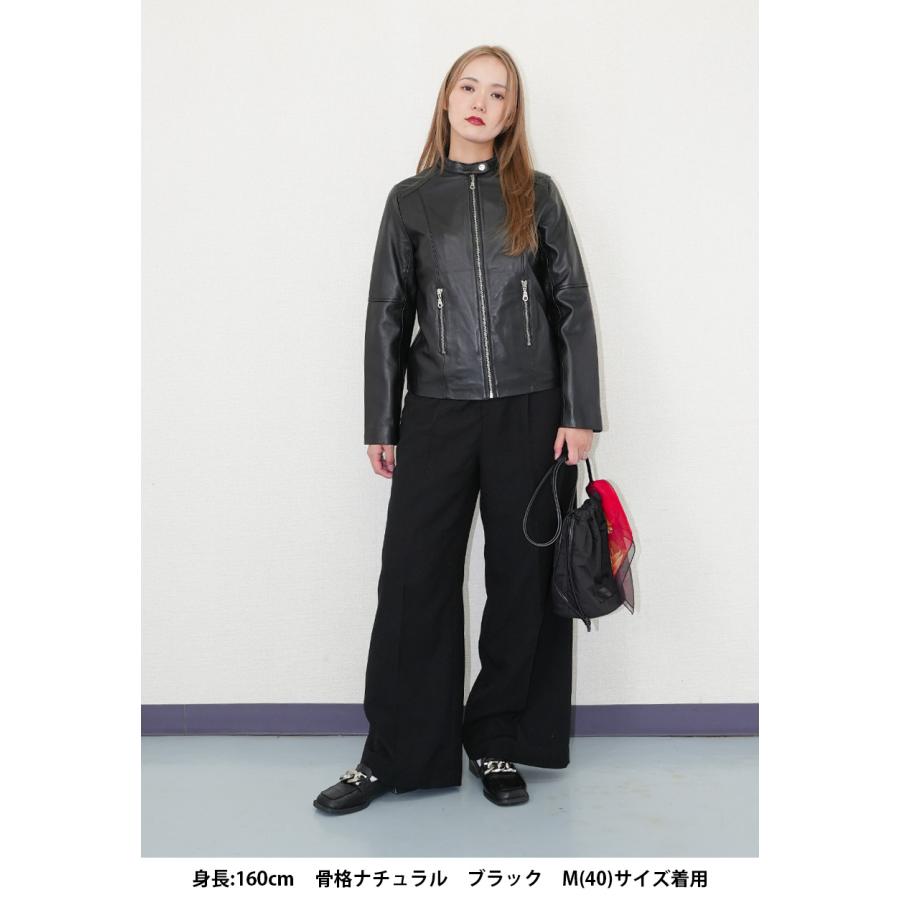 レザージャケット シングル  ライダース レディース 革ジャン 本革 ラムレザー L1067 |  | 09