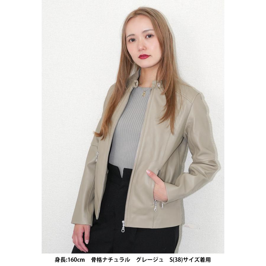 レザージャケット シングル  ライダース レディース 革ジャン 本革 ラムレザー L1067 |  | 11