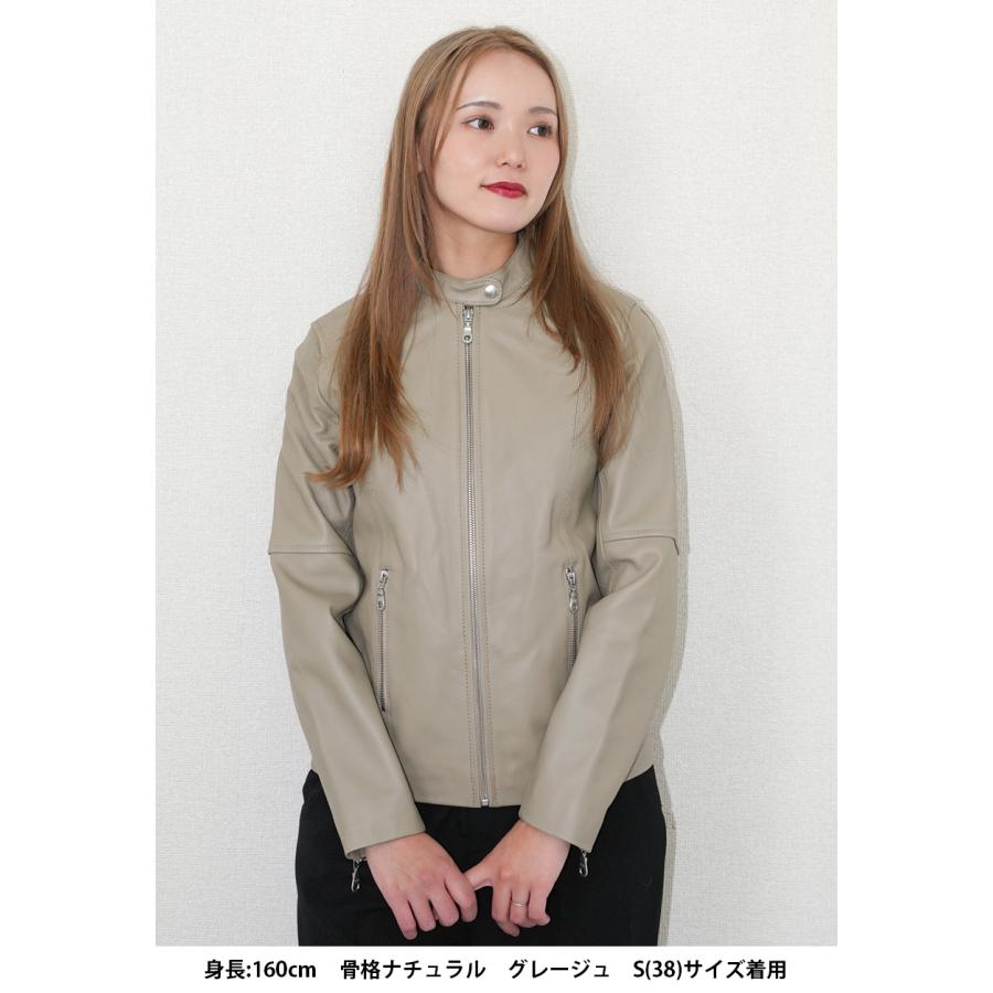 レザージャケット シングル  ライダース レディース 革ジャン 本革 ラムレザー L1067 |  | 12