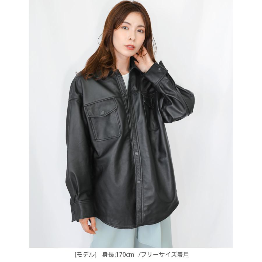 レザーシャツ 革シャツ レザージャケット 革ジャン レディース 秋冬