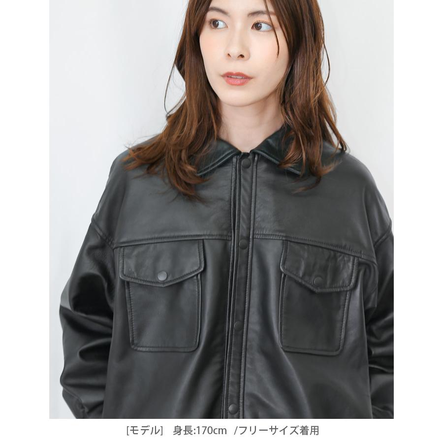 羊革レザーライダース革シャツ