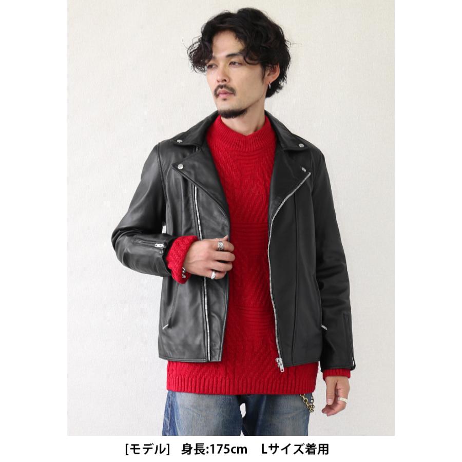 ダブルライダース レザージャケット メンズ ブラック 本革 ラムレザー 革ジャン L1080 |  | 15