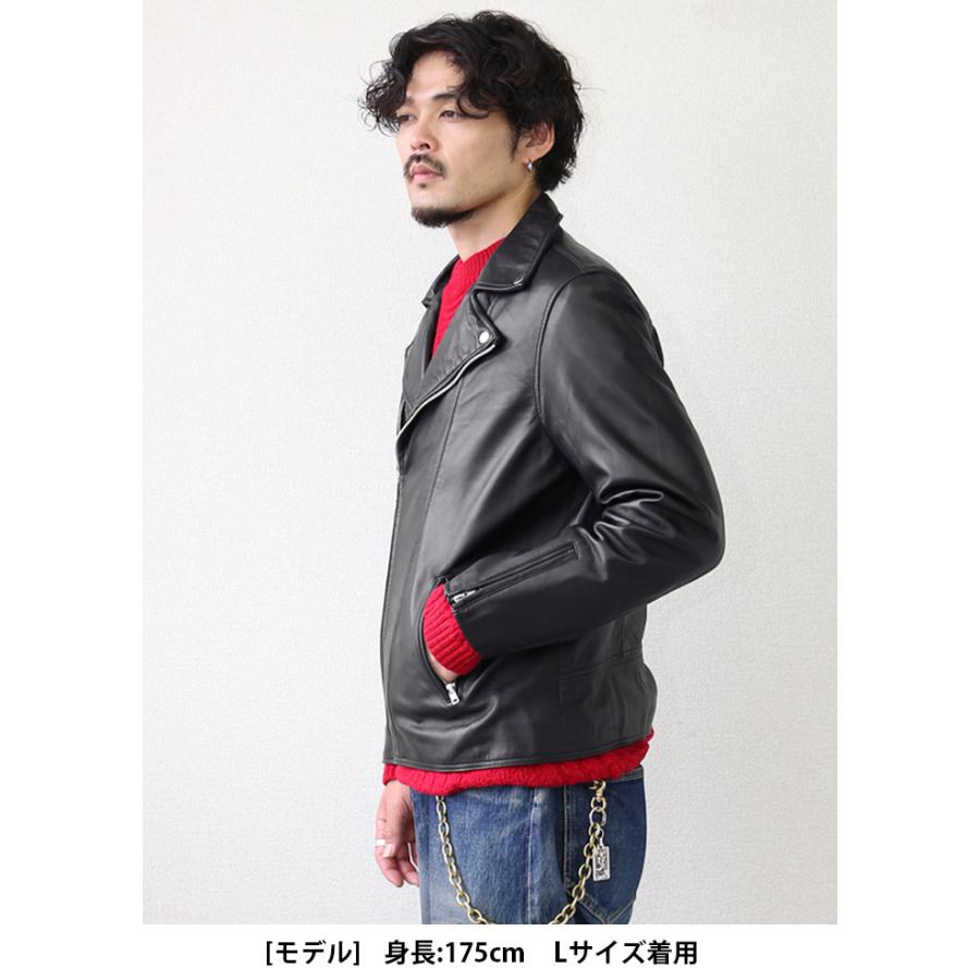 ダブルライダース レザージャケット メンズ ブラック 本革 ラムレザー 革ジャン L1080 |  | 16