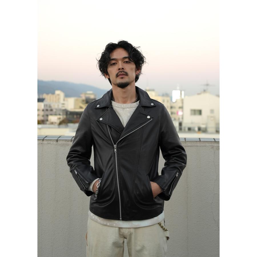 ダブルライダース レザージャケット メンズ ブラック 本革 ラムレザー 革ジャン L1080 |  | 05