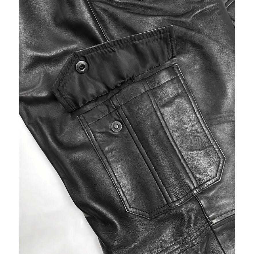 レザーパンツ ボトムス カーゴパンツ ワークパンツ  革パンツ レディース  ワイド ストレート ミリタリー 本革 ラムレザー ブラック L1111 |  | 14
