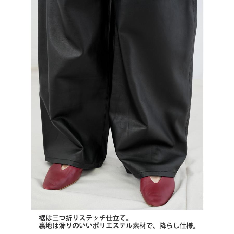 レザーパンツ ボトムス カーゴパンツ ワークパンツ  革パンツ レディース  ワイド ストレート ミリタリー 本革 ラムレザー ブラック L1111 |  | 15